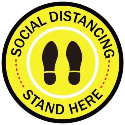 High Quality Distance Stickers Anti-Slip Safety Floor Sign Marker 25CM Social Distance Floor Stickers