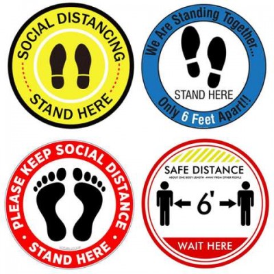 Distance Stickers Social Distancing Keep Waterproof Pvc Die Cut Anti Slip Social Distancing Floor Stickers