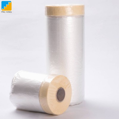 Clear Hdpe Overspray Covering Automotive Glass Masking Protective Auto Paint Pretaped Plastic Painting Masking Film Tape